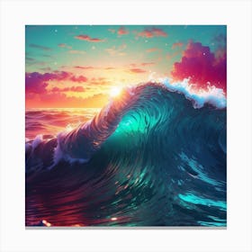 Ocean Wave At Sunset Canvas Print