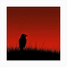 Silhouette Of Crow Canvas Print