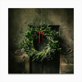 Christmas Wreath On A Door Canvas Print