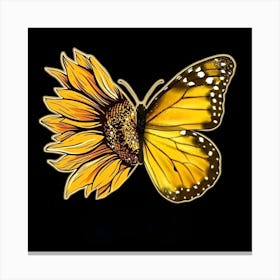 Butterfly And Sunflower 1 Canvas Print