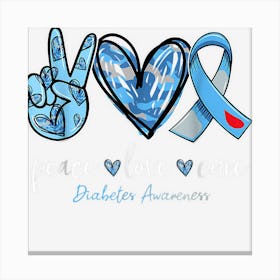 Peace Love Cure Blue Ribbon Diabetes Awareness Month Canvas Print