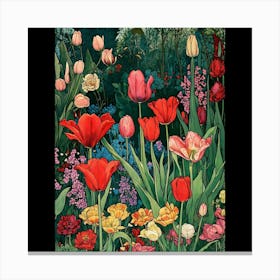 Tulips In The Garden 2 Canvas Print