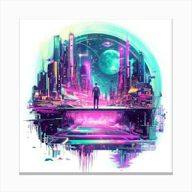 Futuristic Cityscape.Generated AI. Wall Art Print 2 Canvas Print