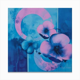 Deep blue abstract flowers Canvas Print