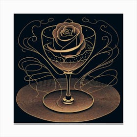 A rose in a glass of water among wavy threads 4 Canvas Print