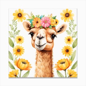 Floral Baby Camel Nursery Illustration (29) Canvas Print