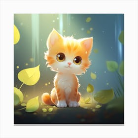 Cute Kitten In The Forest Canvas Print