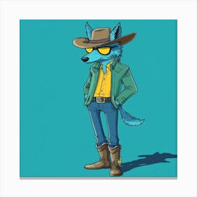 Creatai 24830 A Cartoon Style Anthropomorphic Blue Wolf Stand Ff87687d 5c77 4959 8909 7029605a34fe 3 Canvas Print