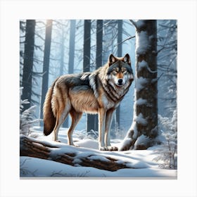 Wolf In The Woods 68 Canvas Print