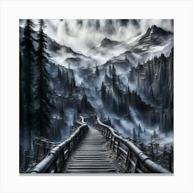 Bridge In The Fog Canvas Print