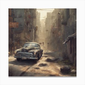 Old Car In The City Canvas Print
