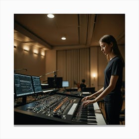 Woman In Music Studio Canvas Print