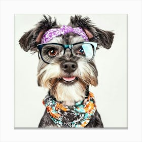 Dog With Glasses 64 Canvas Print