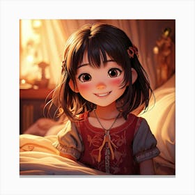 Firefly Chibi Girl Smiling In A Cozy Bedroom 73580 (3) Canvas Print