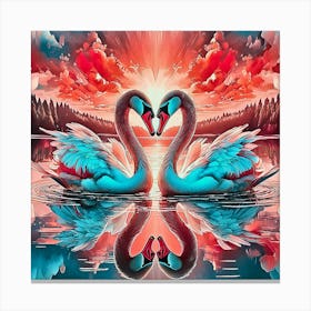 Swans In Love 3 Canvas Print