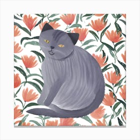 Cat In Flowers 3 Canvas Print