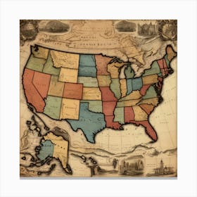 Default Vintage Map Usa Aesthetic 1 (1) Canvas Print