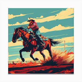 Cowboy Riding A Horse 5 Canvas Print