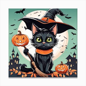 Cute Cat Halloween Pumpkin (36) Canvas Print