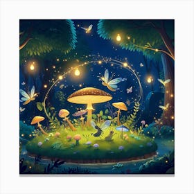 Fairy Forest At Night Canvas Print