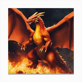 Red Dragon On Fire 1 Canvas Print