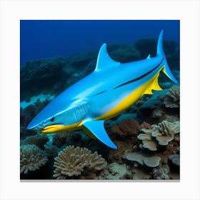 Tiburon Azul Con Panza Amarilla Canvas Print