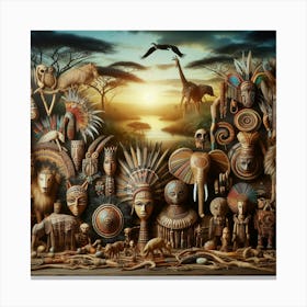 Tribal African Art African landscape 3 Canvas Print