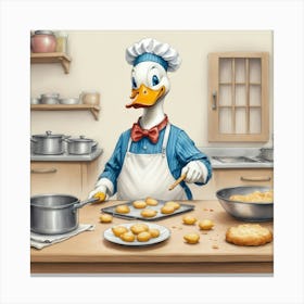 Donald Duck Cooking 2 Canvas Print