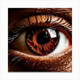 Brown Eye Human Close Up Pupil Iris Vision Gaze Look Stare Sight Close Macro Detailed (1) Canvas Print