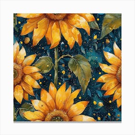 Sunflowers On A Blue Background 2 Canvas Print