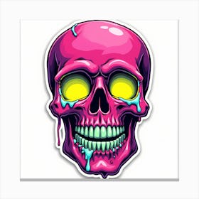 Pink Skull Sticker Canvas Print