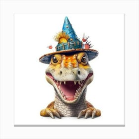 Dinosaur In A Hat 1 Canvas Print