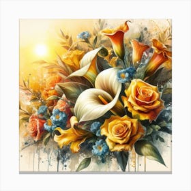 A beautiful and distinctive bouquet of roses and flowers 10 Canvas Print