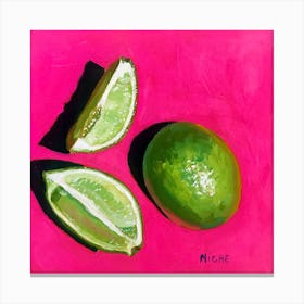 Limes On Pink Canvas Print