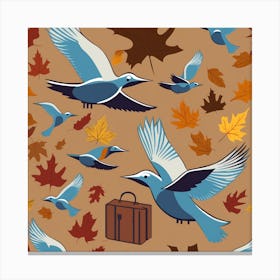 Autumn Leaves Seamless Pattern Vector Canvas Print