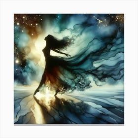 Dreaming Girl In The Night Sky Canvas Print