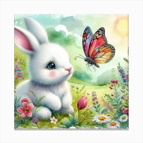 Bunny And Butterfly Canvas Print