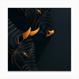 Bulls On Black Background Canvas Print