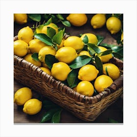 Lemons In Basket Canvas Print