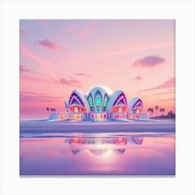 Beach House At Sunset Canvas Print