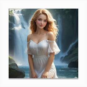 Beautiful Girl In White Dress 4 Canvas Print