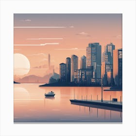 Cityscape At Sunset Canvas Print