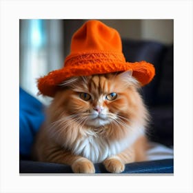 Orange Cat In Hat 1 Canvas Print