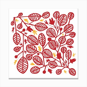 Red And Yellow Leaves Square Canvas Print