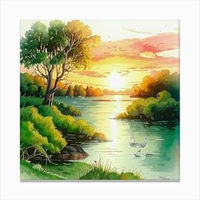 Sunset By The River 3 Canvas Print