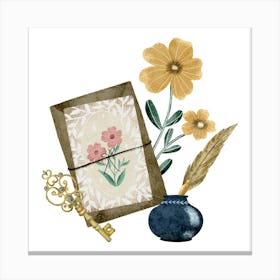 Floral love letter in sealed envelope Canvas Print