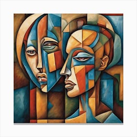 Human Heads Cubism Style Canvas Print