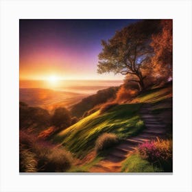 Sunset On A Hill Canvas Print