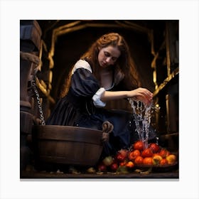  Very Nice Lady washing fruits  Canvas Print
