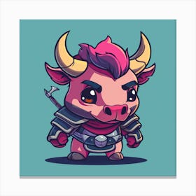 Cute Bull With Horns Canvas Print